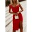 Red V Neck Split Spaghetti Strap Bodycon Dress